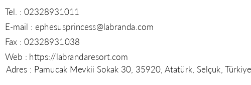 Labranda Ephesus Princess telefon numaralar, faks, e-mail, posta adresi ve iletiim bilgileri